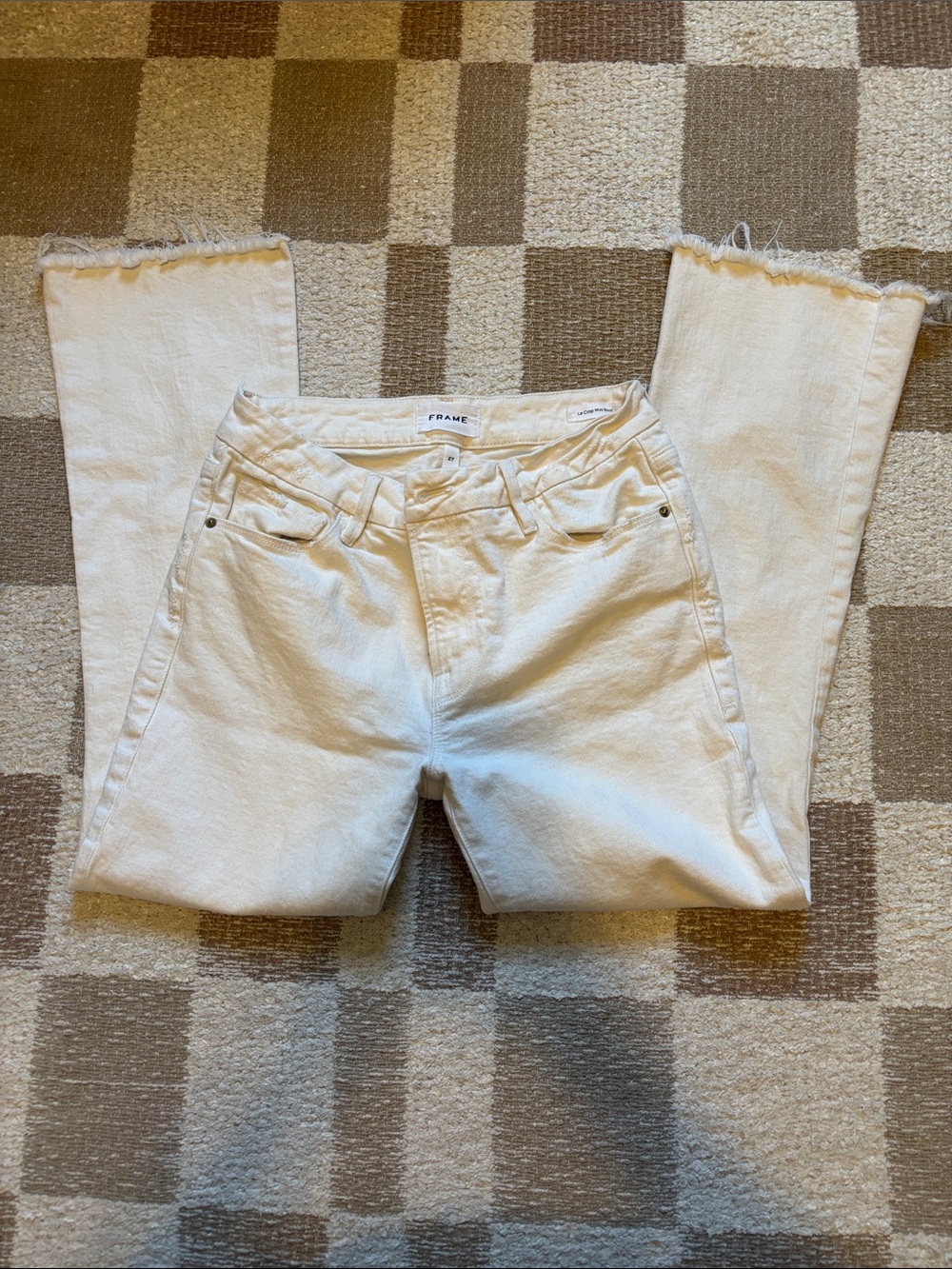 Frame Denim Cream Flare-Leg Jeans